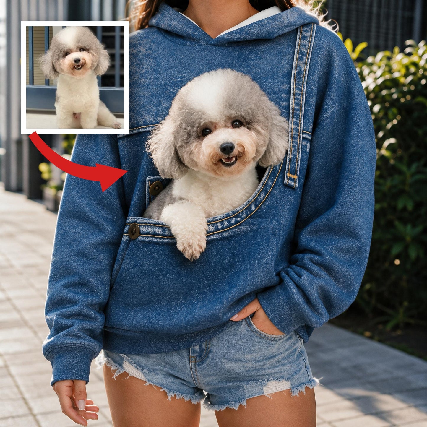 Fluffy Gray White Toy Poodle Pocket All Over Print Hoodie - Personalized Gift For Poodle Owner Dog Lover