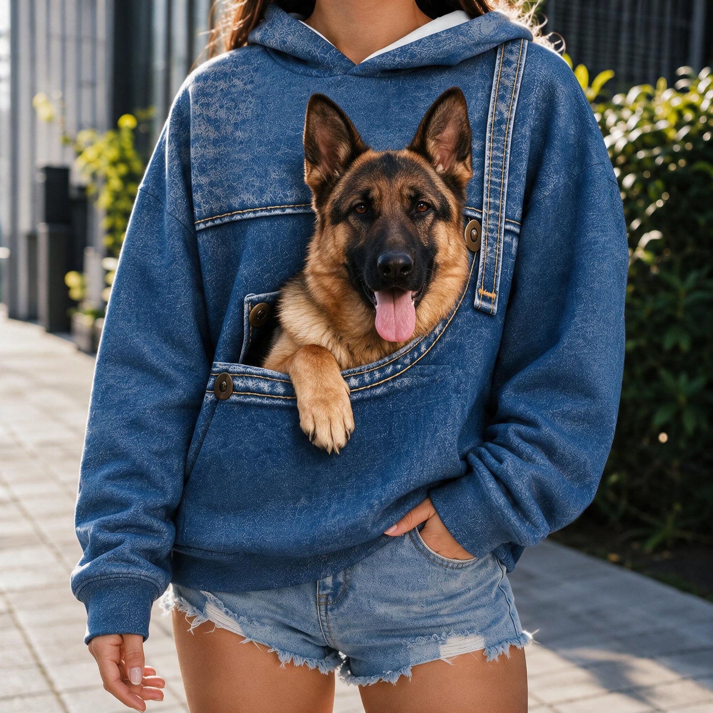 Funny Peeking German Shepherd All Over Print Hoodie, Personalized Gift for German Shepherd Dog Pet Owner