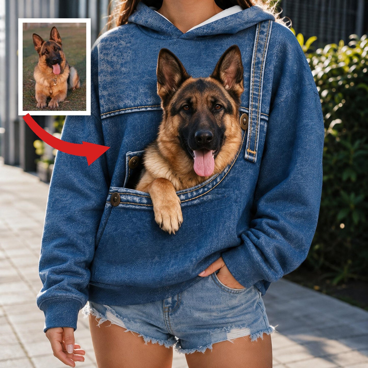 Funny Peeking German Shepherd All Over Print Hoodie, Personalized Gift for German Shepherd Dog Pet Owner
