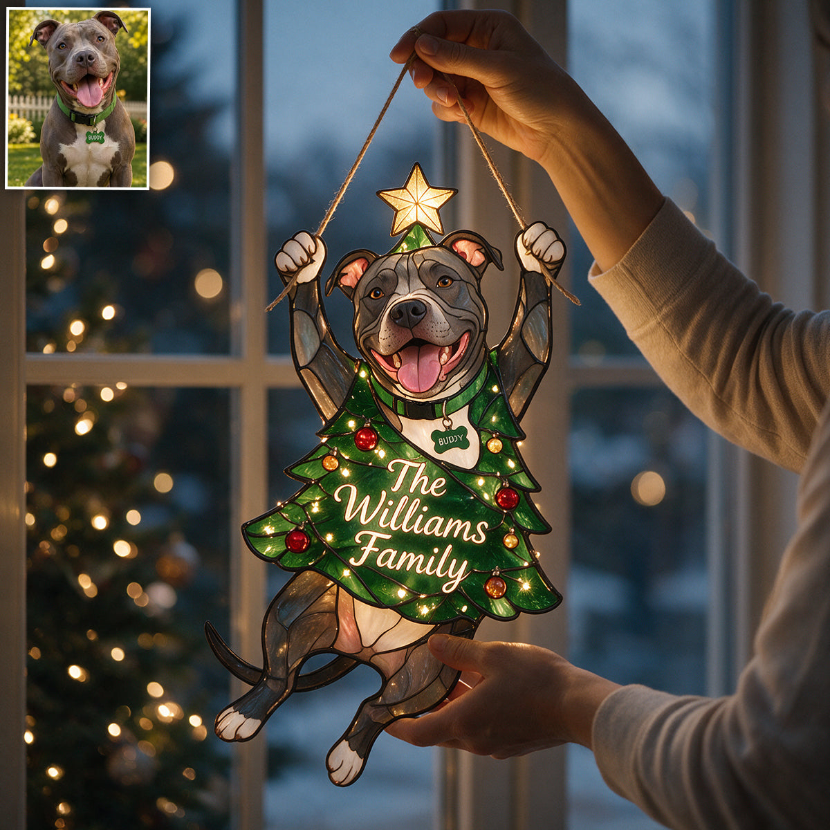 Cute Personalized Spotted Dalmatian Christmas LED Acrylic Sign, Festive Hanging Holiday Door Decor Dog Lover Gift