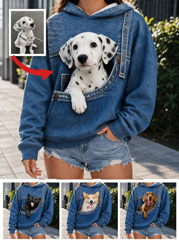 Cute Dalmatian Puppy Pocket Design All Over Print Hoodie, Personalized Gift For Dalmatian Dog Owners
