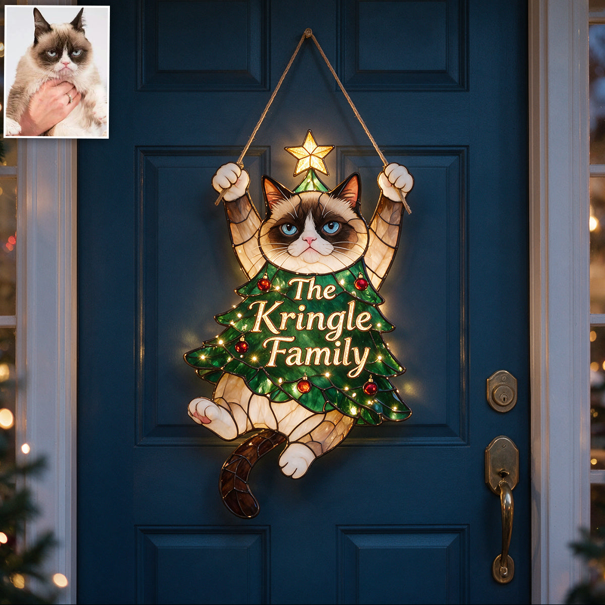Merry Little Clinger Personalized Akita Inu Christmas Tree LED Acrylic Sign, Dog Lover Holiday Home Decor Gift
