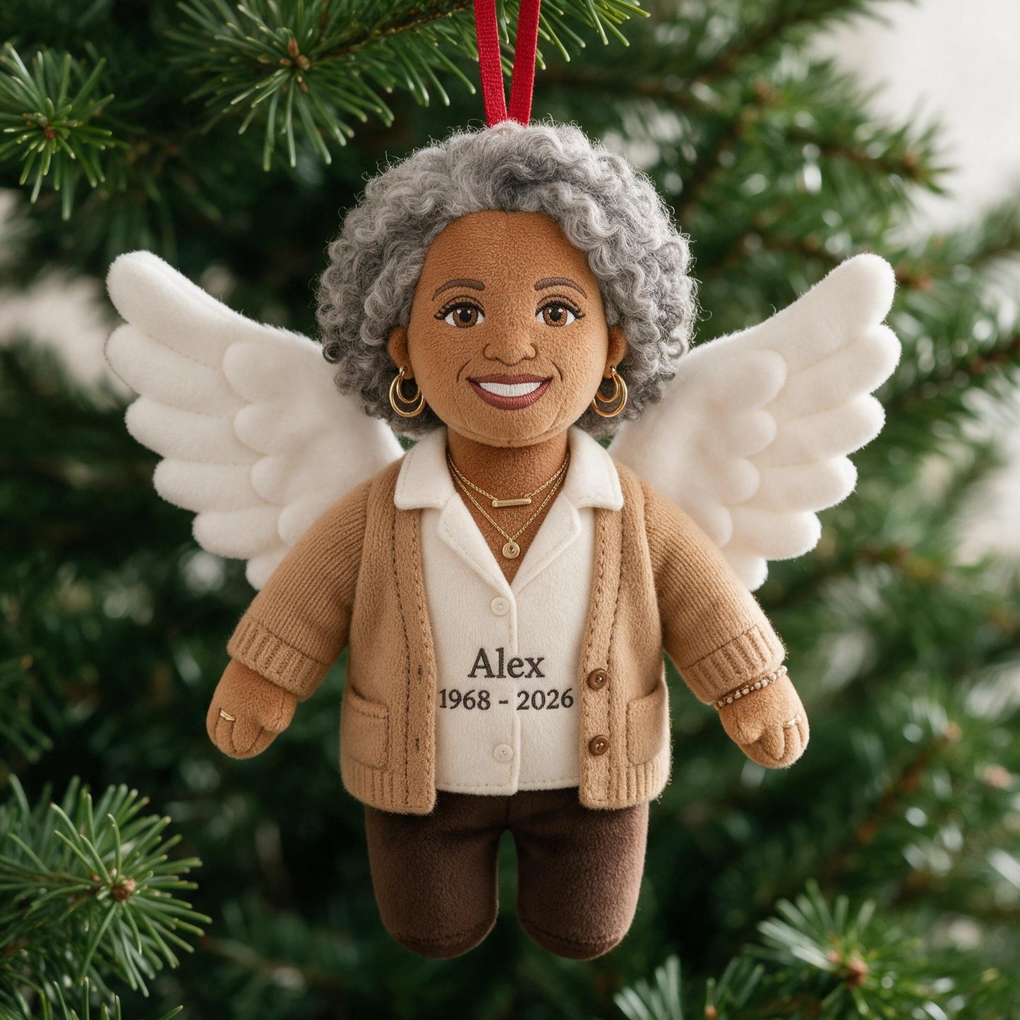 I'm Always With You Personalized Latina Mom Memorial Angel Plush Ornament, Sympathy Remembrance Christmas Keepsake Gift