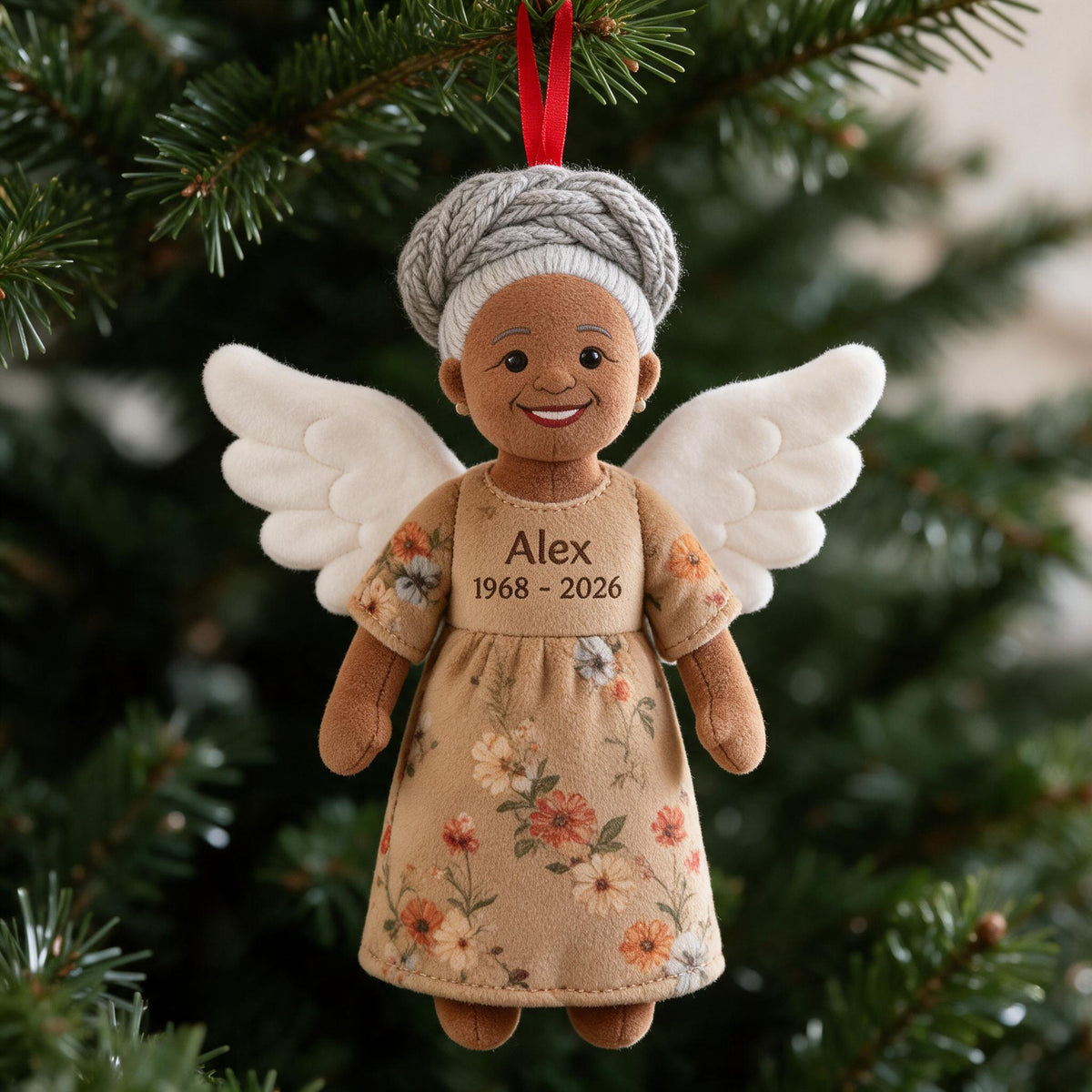 Personalized Black Mom Angel Memorial Plush Ornament - I'm Always With You Remembrance Sympathy Christmas Keepsake Gift