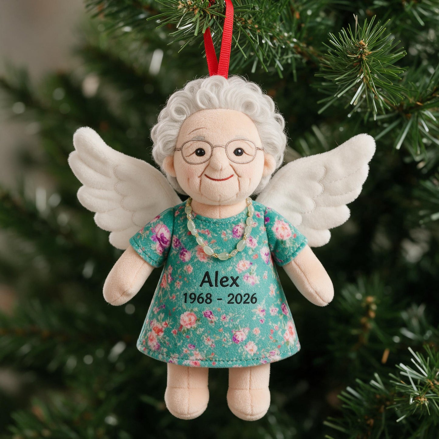 Personalized Angel Grandma Memorial Plush Ornament, Custom Remembrance Sympathy Christmas Keepsake Gift