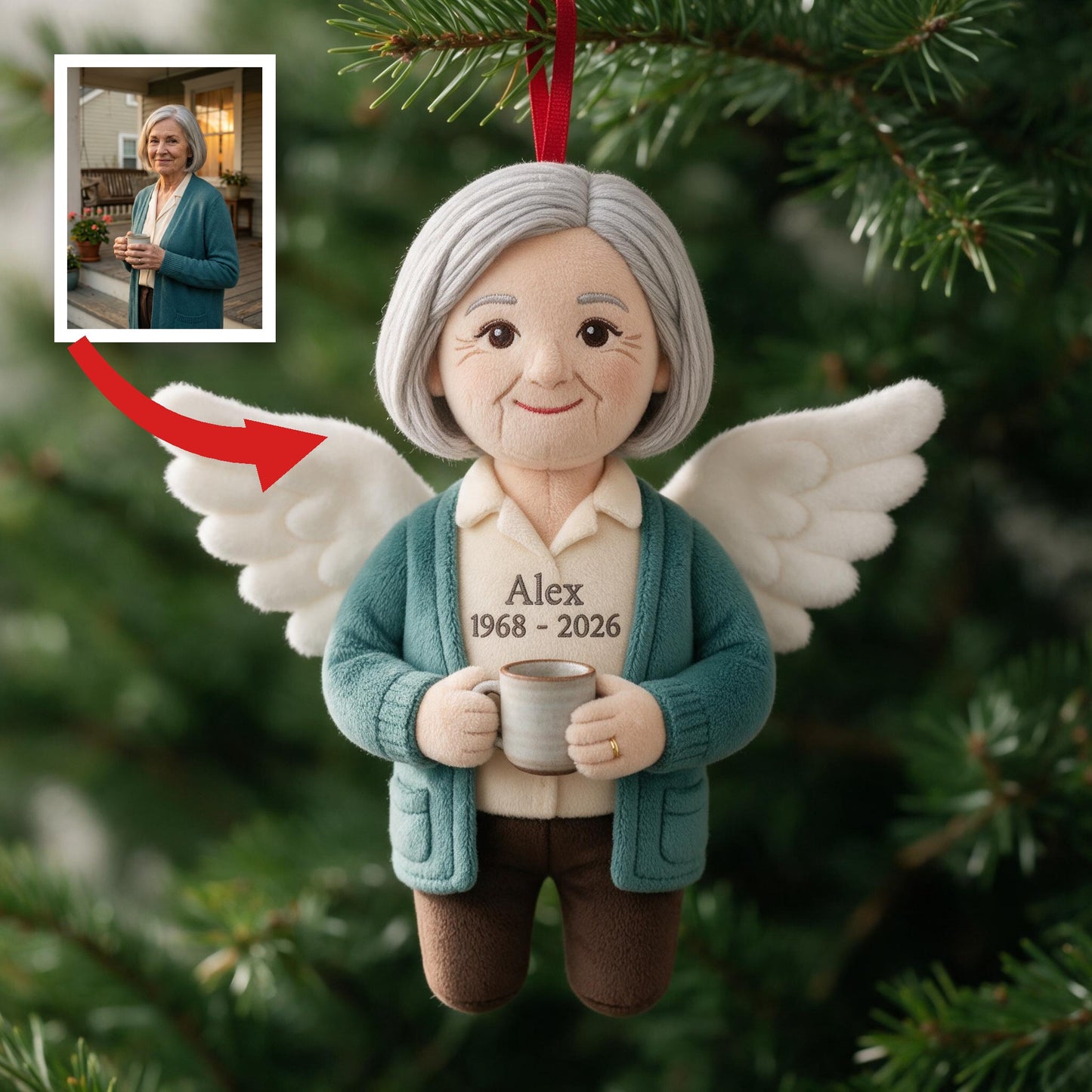 I'm Always With You Personalized Angel Mom Memorial Plush Ornament Custom Sympathy Christmas Keepsake Gift