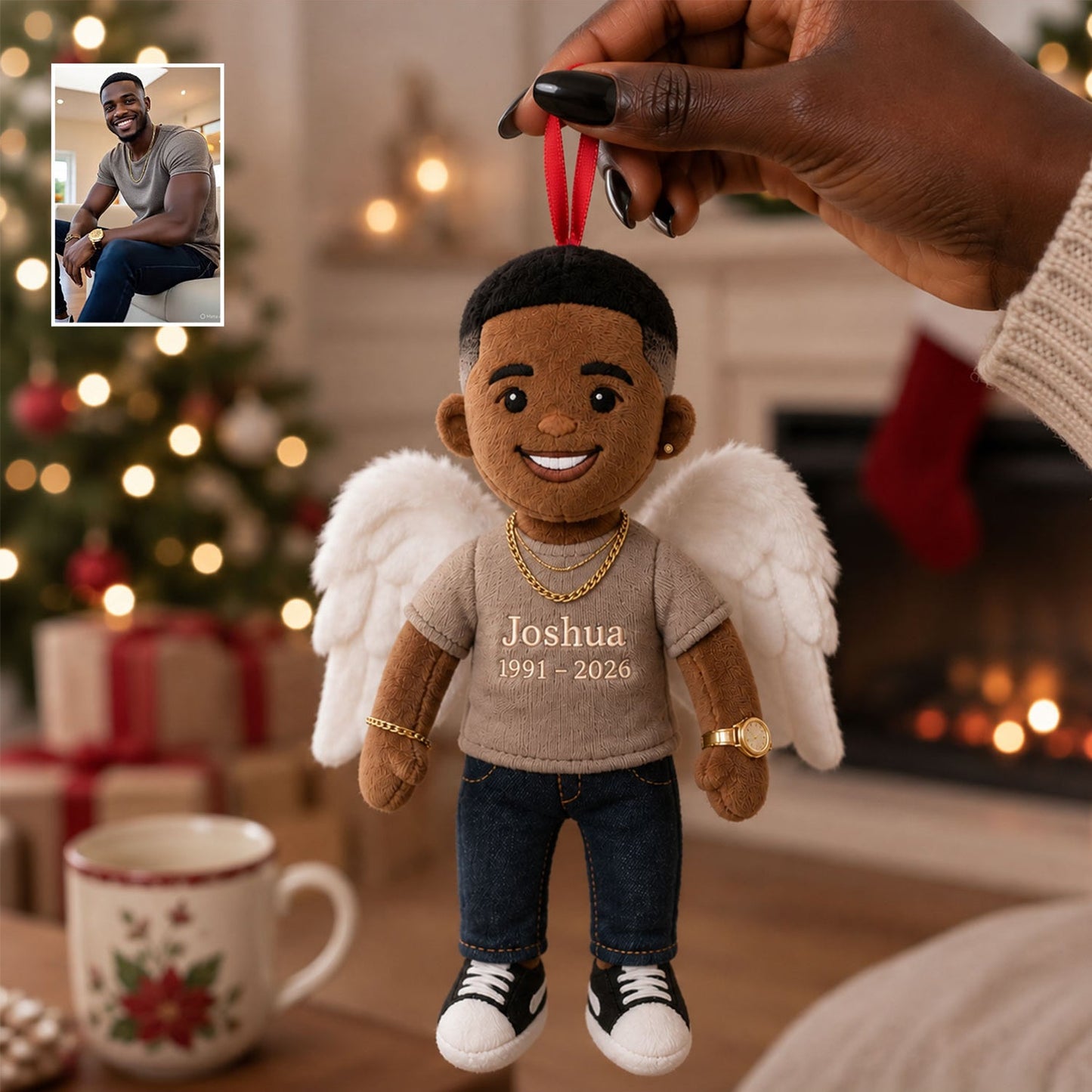 Personalized Angel Latina Grandma Memorial Plush Ornament - I'm Always With You Remembrance Christmas Keepsake Gift