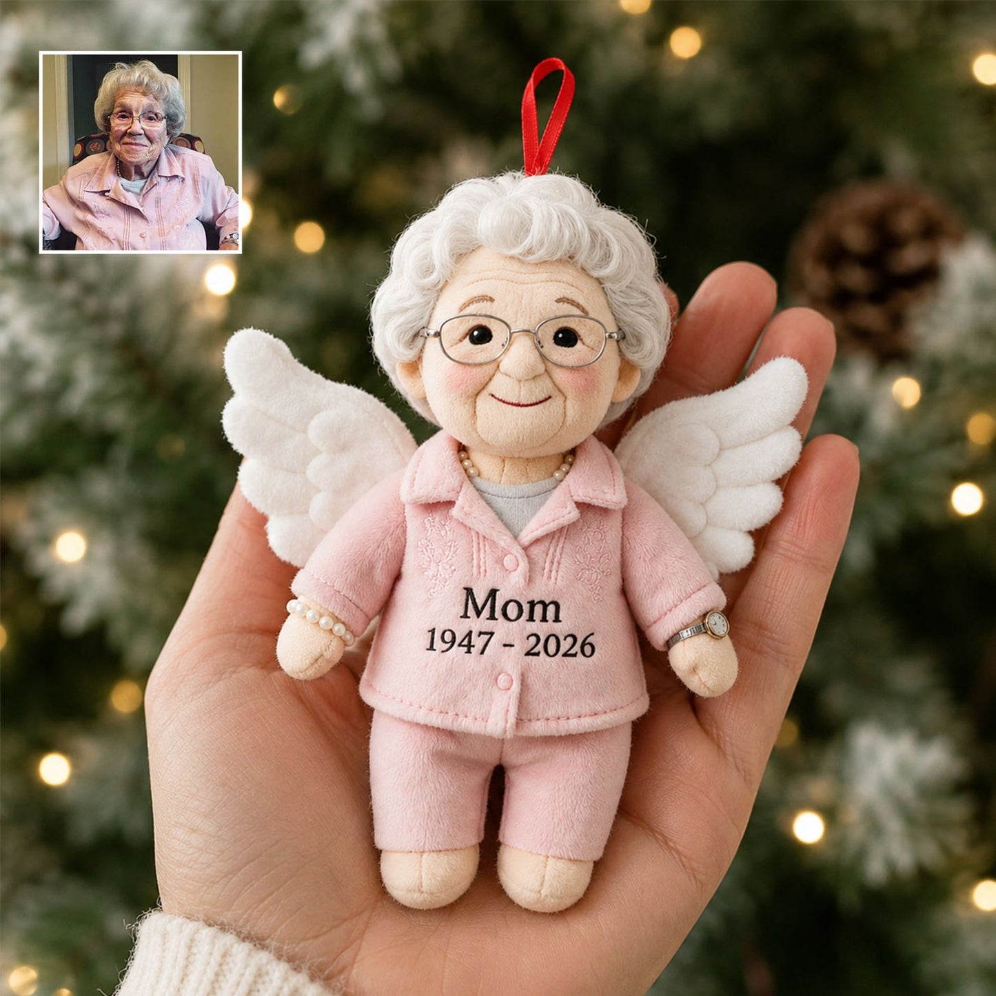Personalized Angel Black Grandma Memorial Plush Ornament - I'm Always With You Sympathy Christmas Remembrance Keepsake Gift