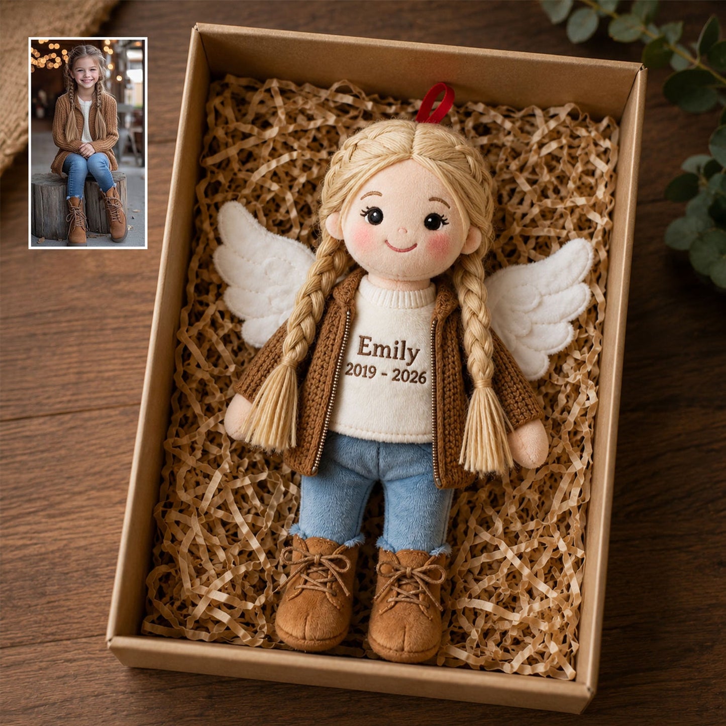 Personalized Angel Grandma Memorial Plush Ornament, Custom Remembrance Sympathy Christmas Keepsake Gift