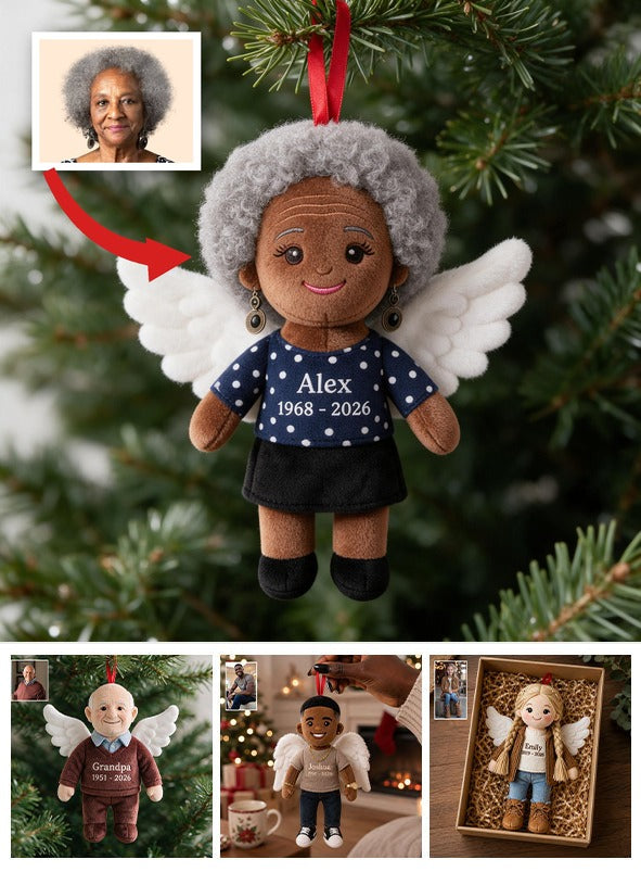 Personalized Angel Black Grandma Memorial Plush Ornament - I'm Always With You Sympathy Christmas Remembrance Keepsake Gift