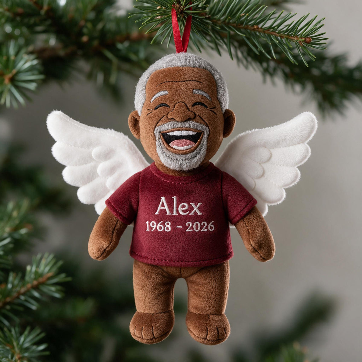 Personalized Angel Latina Grandpa Memorial Plush Ornament - I'm Always With You Remembrance Keepsake Christmas Gift