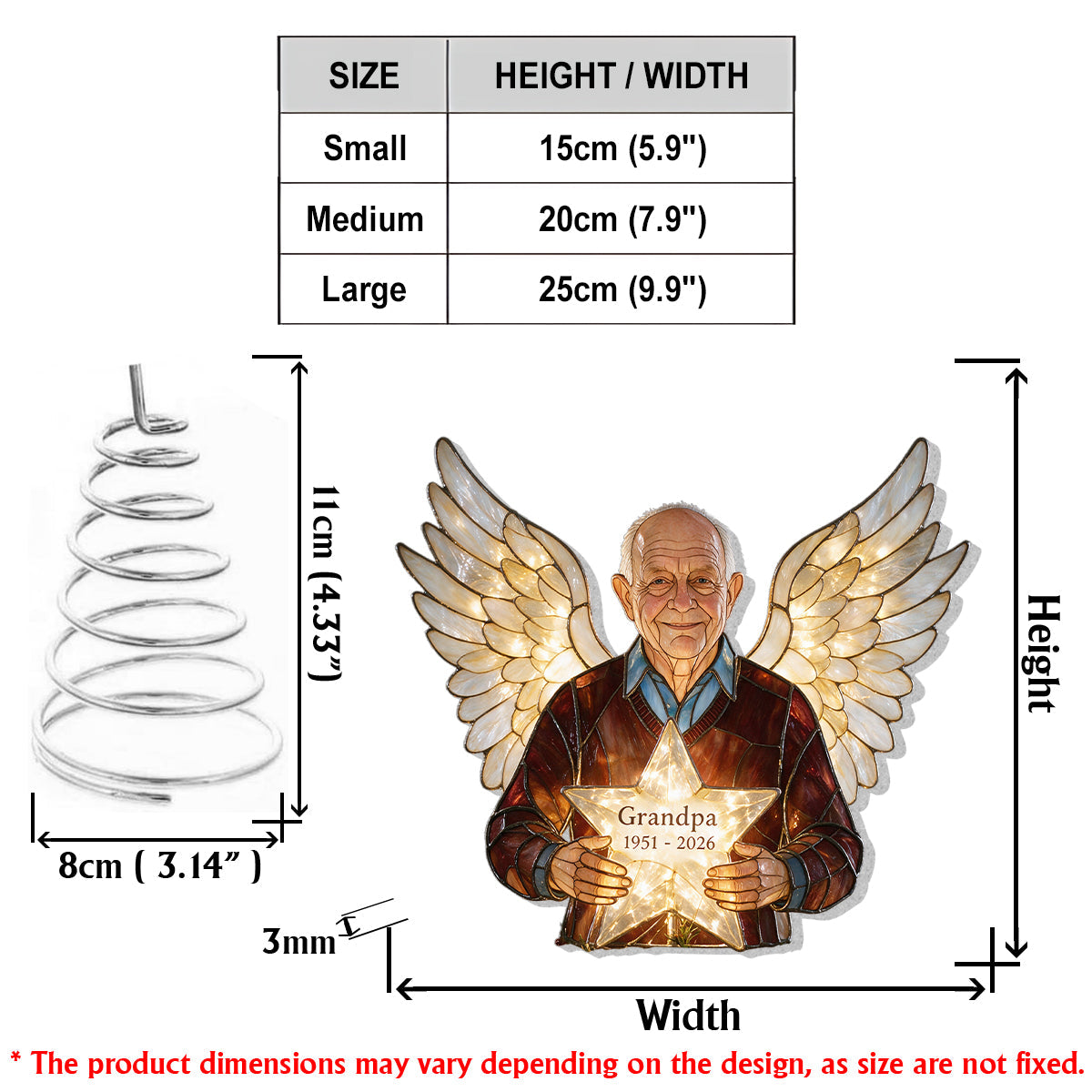Personalized Black Grandma Memorial Angel LED Christmas Tree Topper Custom Remembrance Holiday Keepsake Gift