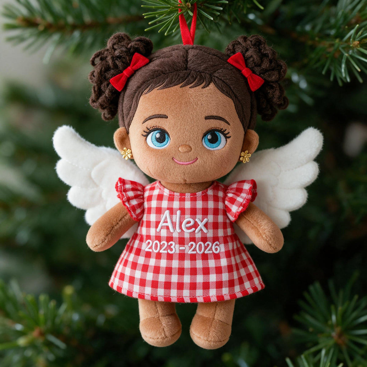 I'm Always With You Personalized Little Angel Latina Girl Memorial Plush Ornament Custom Christmas Remembrance Keepsake Gift