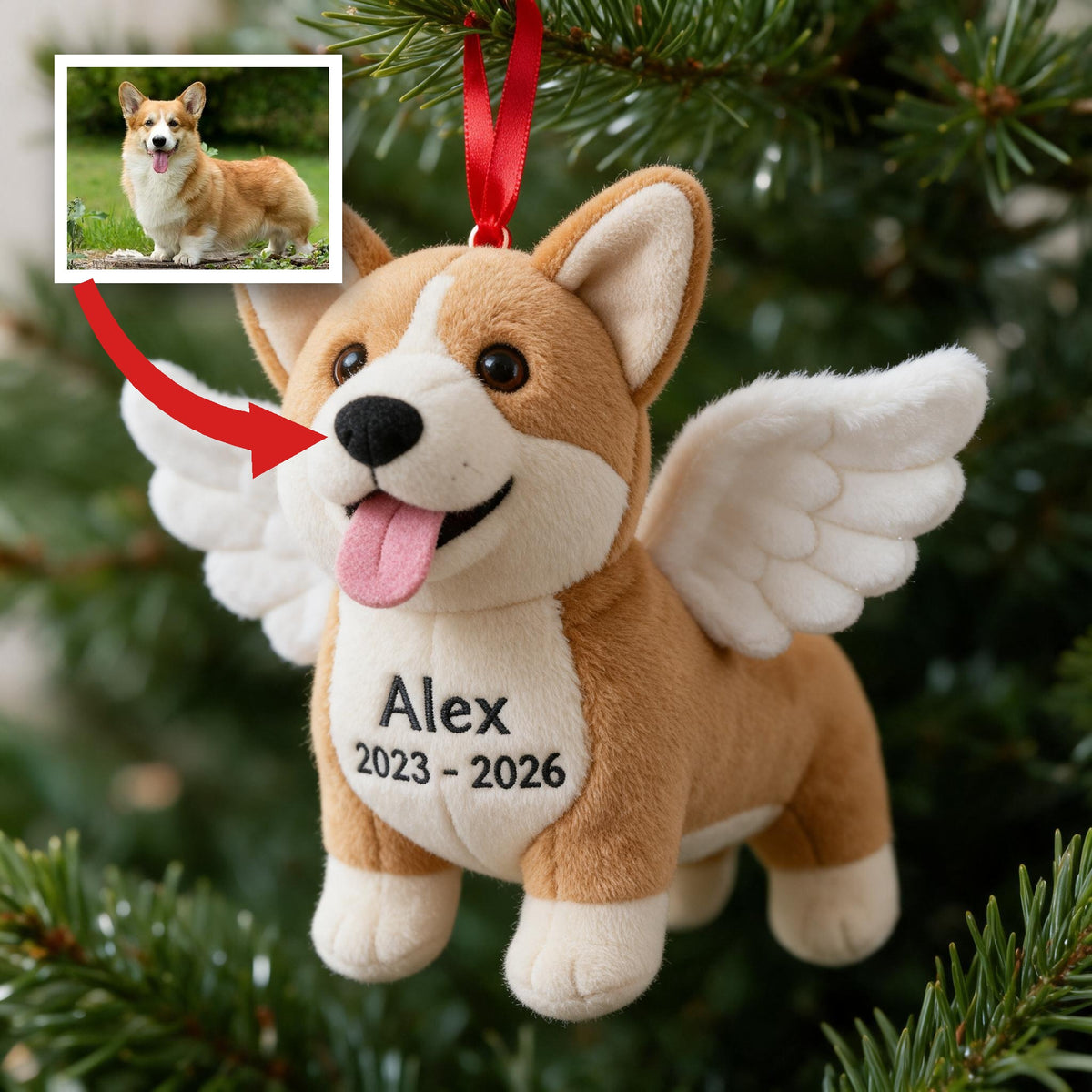 Personalized Welsh Corgi Angel Pet Memorial Plush Ornament - I'm Always With You Remembrance Christmas Keepsake Gift