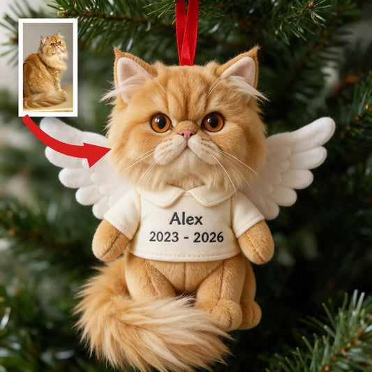 I'm Always With You Personalized Fluffy Maine Coon Cat Angel Memorial Plush Ornament Pet Loss Remembrance Gift