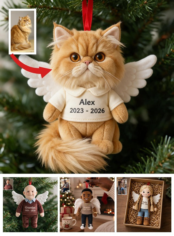 I'm Always With You Personalized Fluffy Maine Coon Cat Angel Memorial Plush Ornament Pet Loss Remembrance Gift