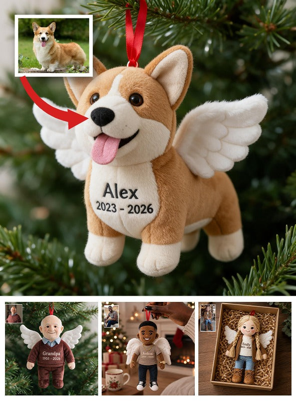 Personalized Welsh Corgi Angel Pet Memorial Plush Ornament - I'm Always With You Remembrance Christmas Keepsake Gift