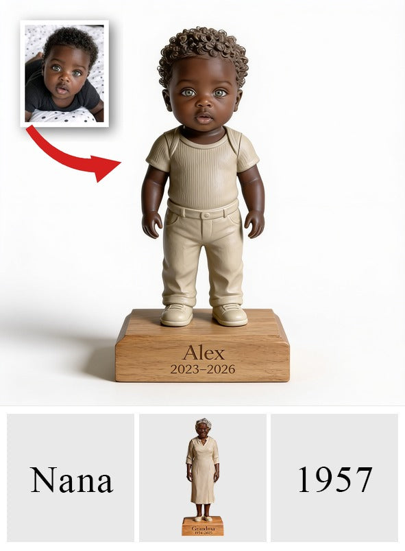 Custom Photo Black Kid Portrait Shaped Acrylic Plaque, Personalized Child Memorial Keepsake Gift for Desk & Home Display