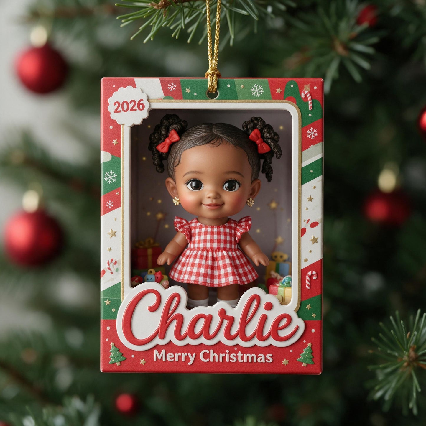 Personalized 2026 Cute Little Latina Kid Christmas Ornament Custom Name Holiday Keepsake Tree Decoration Gift