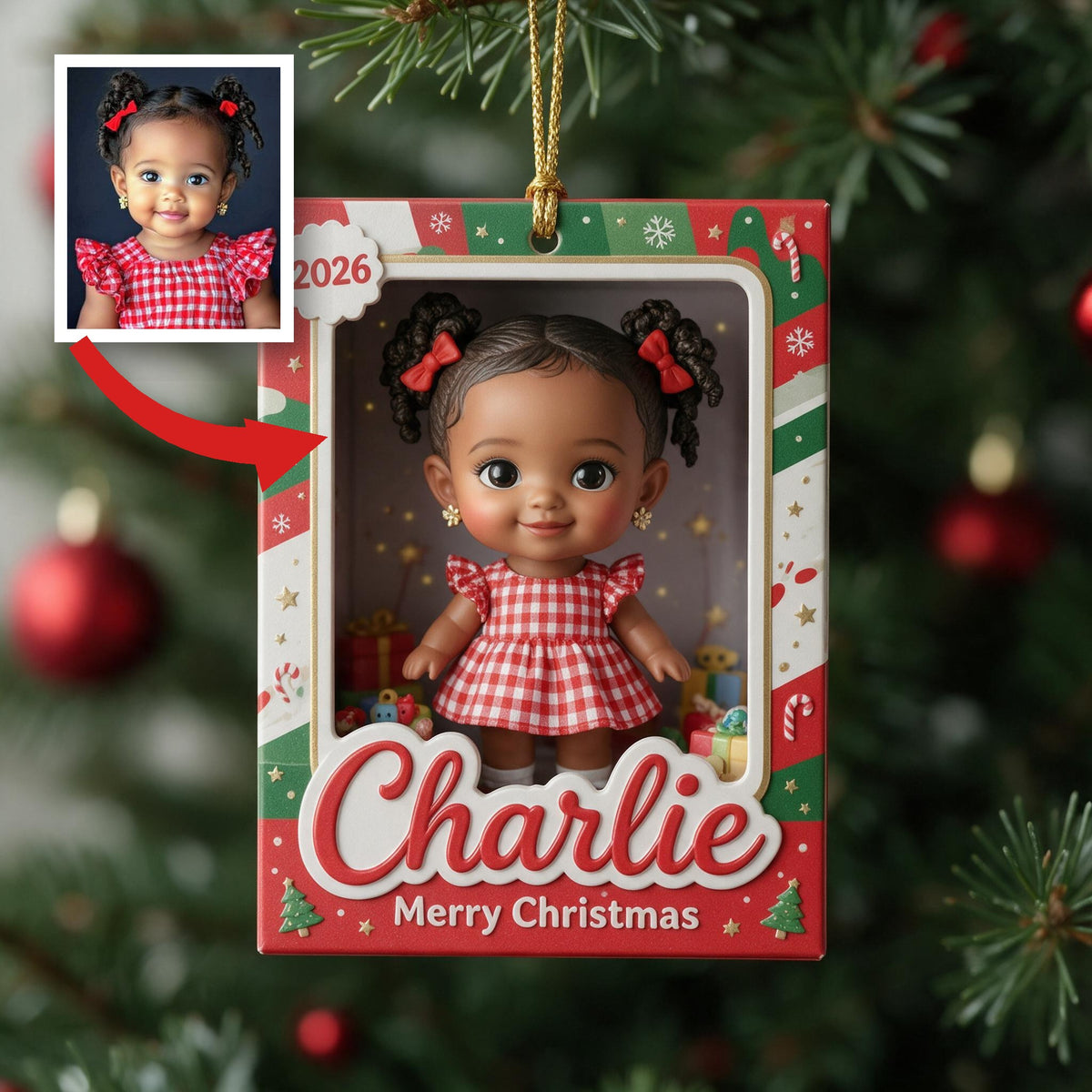 Personalized 2026 Cute Little Latina Kid Christmas Ornament Custom Name Holiday Keepsake Tree Decoration Gift