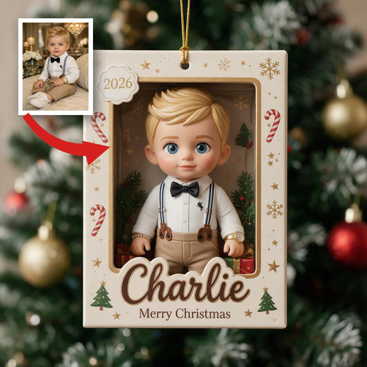 Personalisierte süße kleine Junge benutzerdefinierte Namens 2026 Weihnachtsornament Geschenk