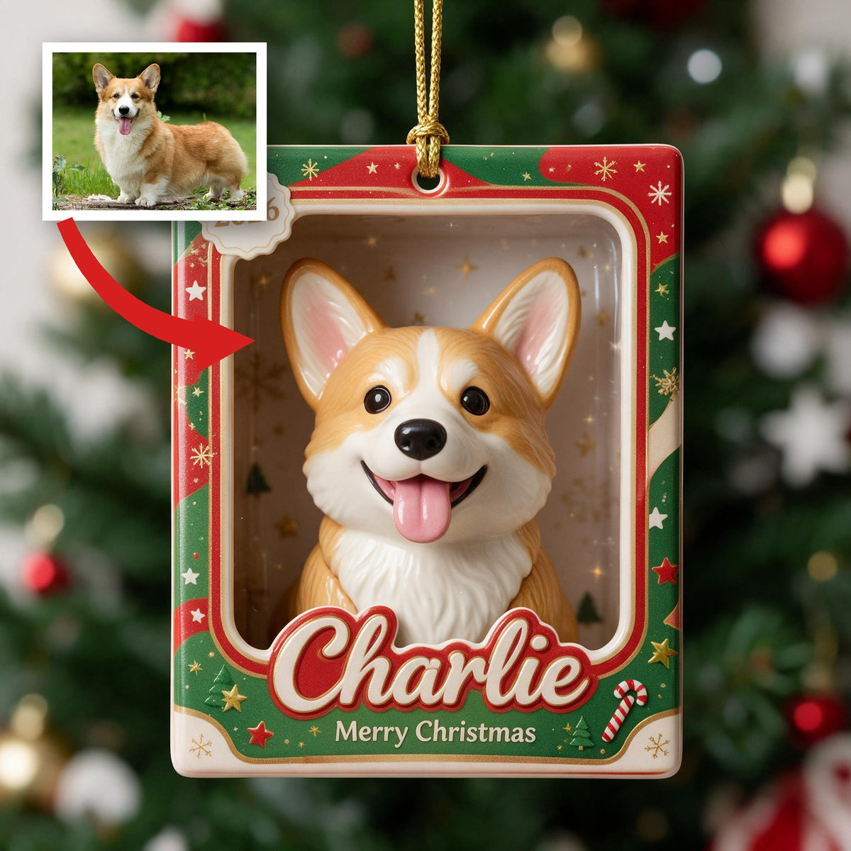 Cute Personalized Welsh Corgi 2026 Christmas Ornament Custom Pet Name Gift for Corgi Lovers Holiday Decor