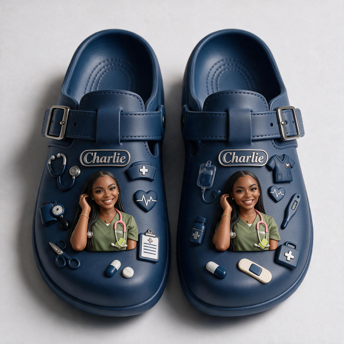 Personalized 3D Black Nurse Life Arch Support Clogs, Custom Comfort Work Shoes Ideal for Nurse Appreciation Gifts