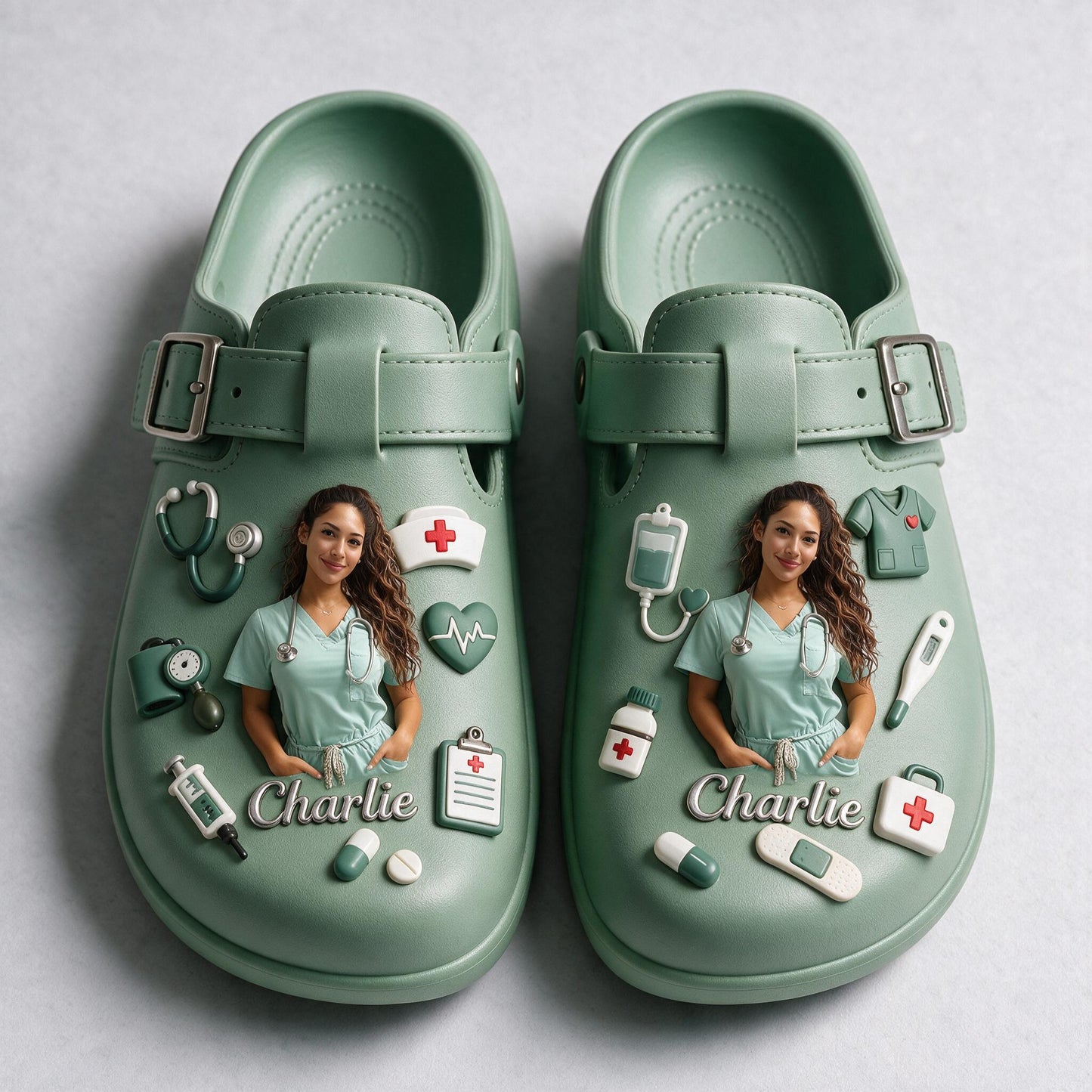 Personalized 3D Latina Nurse Clogs With Arch Support, Cute Medical Themed Comfort Shoes For Nurse Appreciation Gifts
