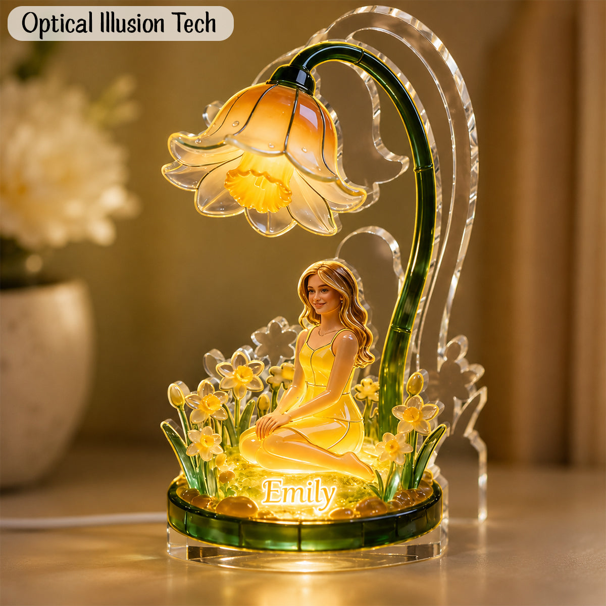 Custom Personalized Black Woman Portrait Acrylic LED Night Light - Custom Name Self Love Bedroom Decor Gift