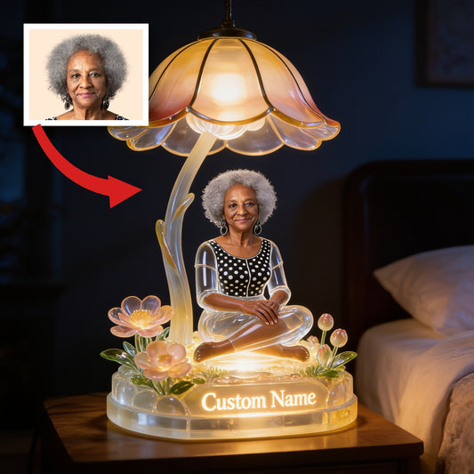 Personalisierte LED-Nachtlampe für Großmutter mit grauen Haaren