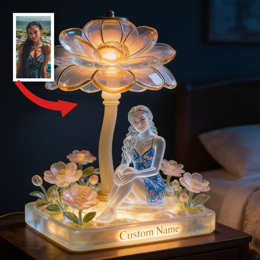 Personalisierte elegante Latina-Mädchen Lotusblume Acryl LED Nachtlicht