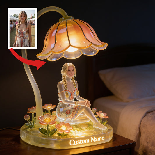 Personalisierte benutzerdefinierte blonde geflochtene Mädchen Acryl LED Nachtlicht, gemütliche Selbstliebe Schlafzimmerdekoration Geschenk