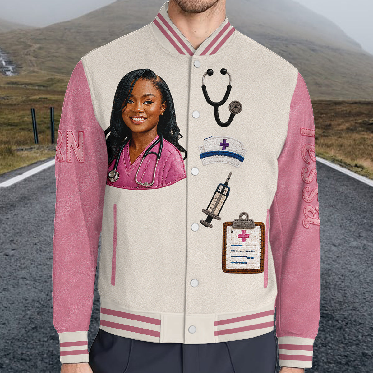 Personalized Embroidered Latina CNA Nurse Varsity Jacket, Thoughtful Appreciation Gift for Healthcare Nursing Staff