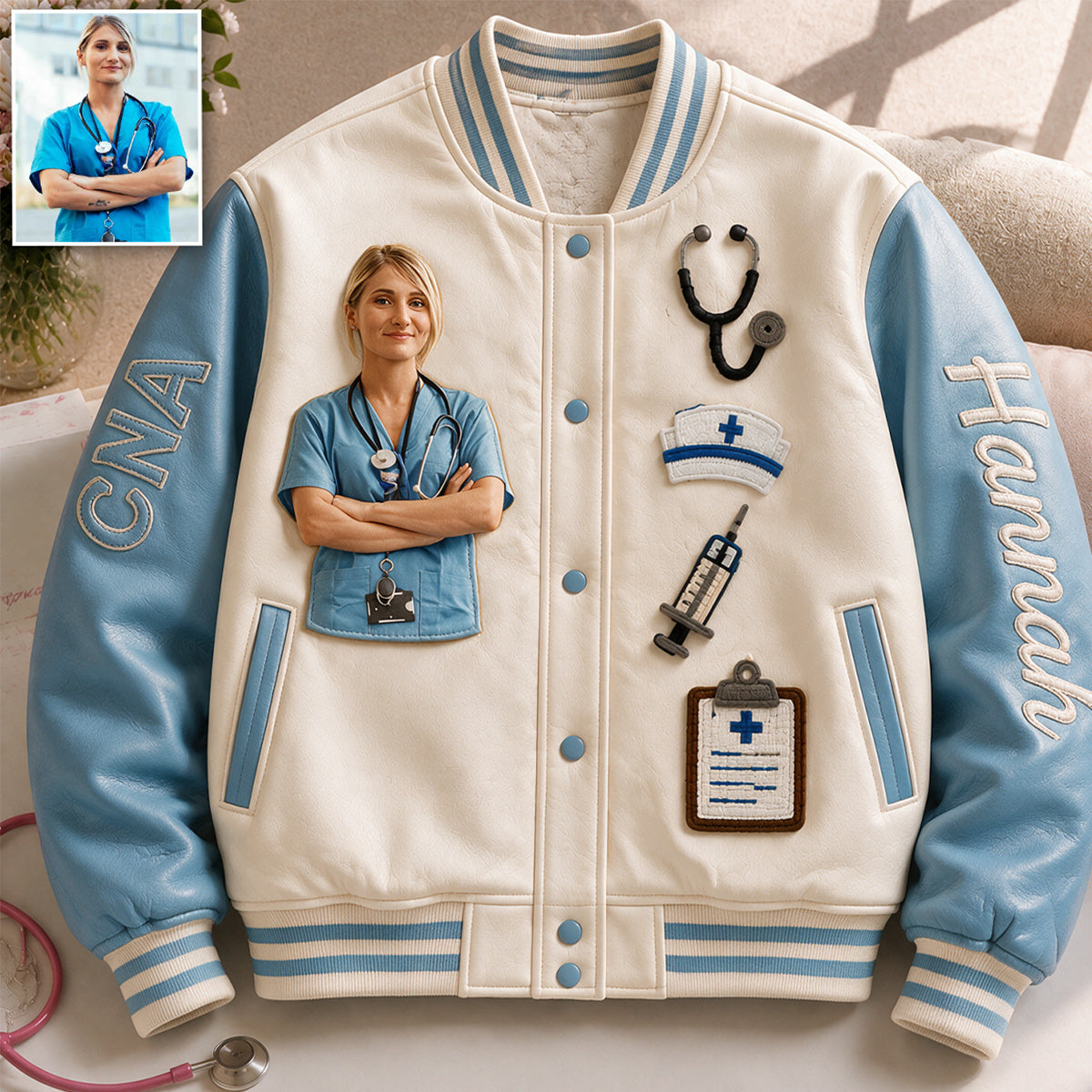 Personalized Doctor Varsity Jacket - Unique Appreciation Gift For Latina Woman, Medical Professionals, Graduation Casual Outerwear