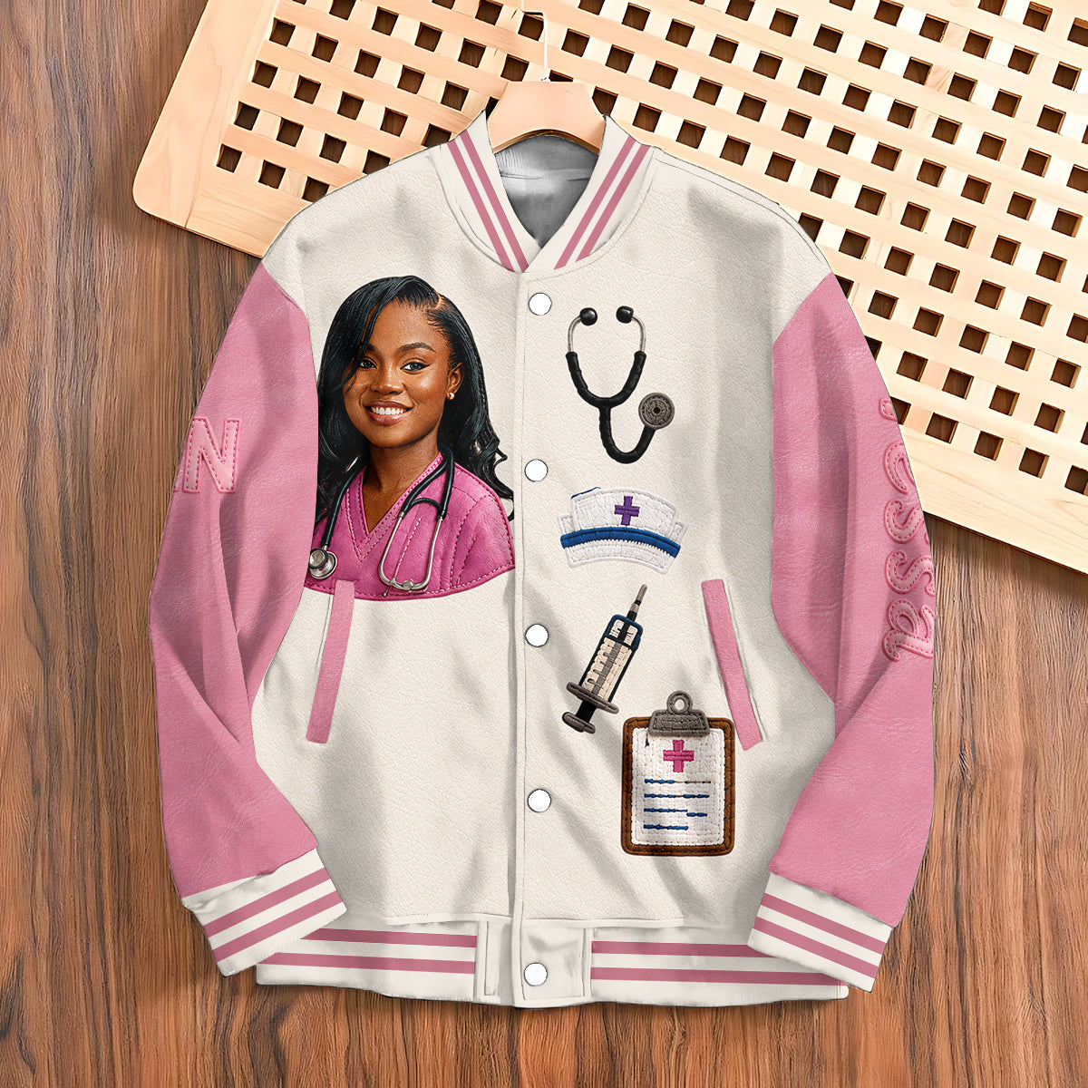 Personalized Embroidered Latina CNA Nurse Varsity Jacket, Thoughtful Appreciation Gift for Healthcare Nursing Staff