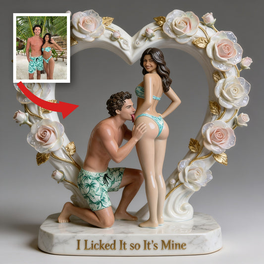Ich habe es geleckt, also gehört es mir - Freche romantische Latina-Paar Herzform Acrylplakette, lustiges Jubiläumsgeschenk für Partner, Wohnkultur