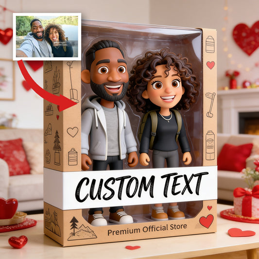 Personalisierte Chibi Schwarzes Paar Ich Liebe Dich Acrylplakette, Romantisches Valentinstagsgeschenk für Partner
