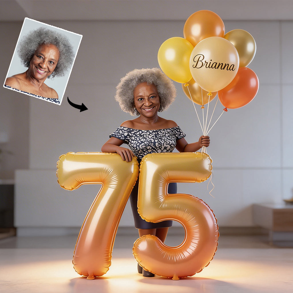 Personalized Custom Smiling Adult Man Milestone Birthday Balloon Shaped Acrylic Plaque, Unique Gift For Him