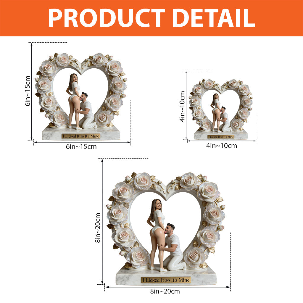 I Licked It So It's Mine Cheeky Romantic Latina Couple Heart Shaped Acrylic Plaque, Funny Anniversary Gift for Partner Desk Home Decor