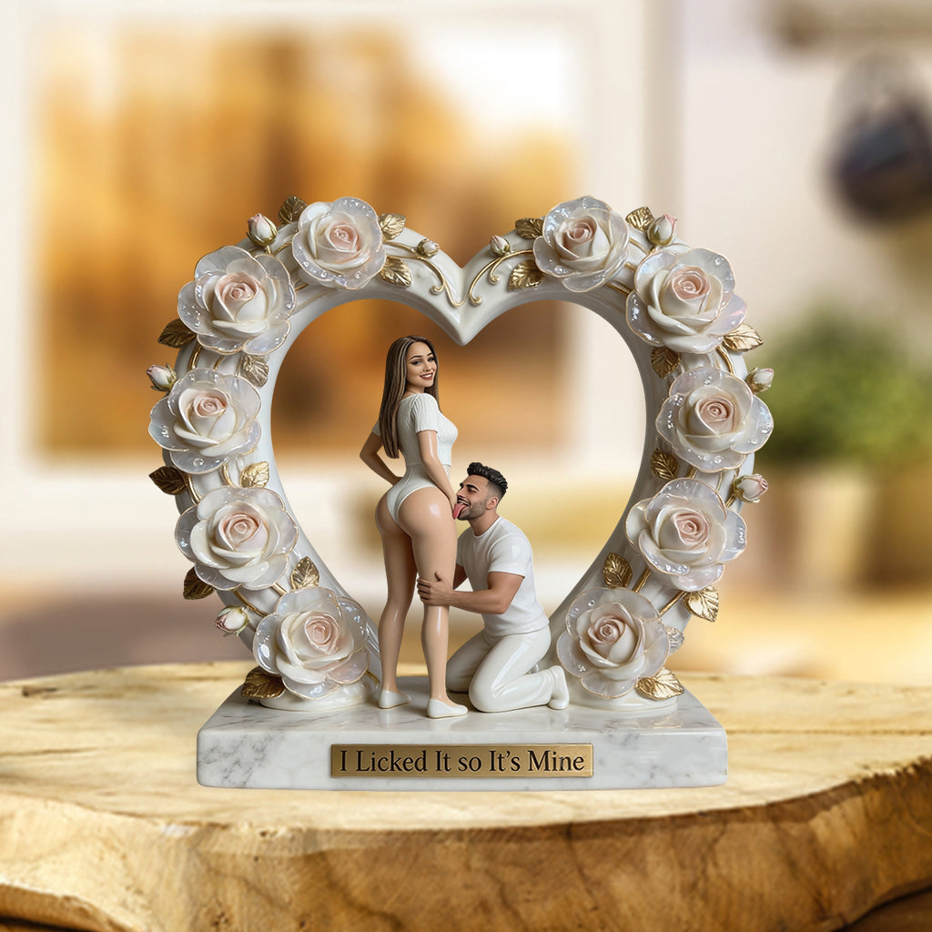 I Licked It So It's Mine Cheeky Romantic Latina Couple Heart Shaped Acrylic Plaque, Funny Anniversary Gift for Partner Desk Home Decor