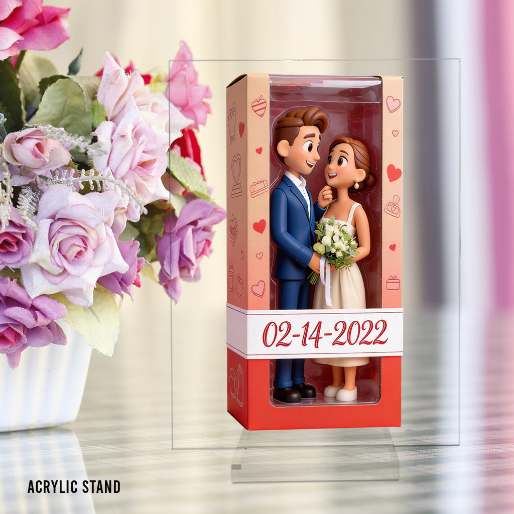 Personalized Chibi Black Couple I Love You Custom Shaped Acrylic Plaque, Romantic Valentine's Anniversary Gift for Partner Desk Home Decor