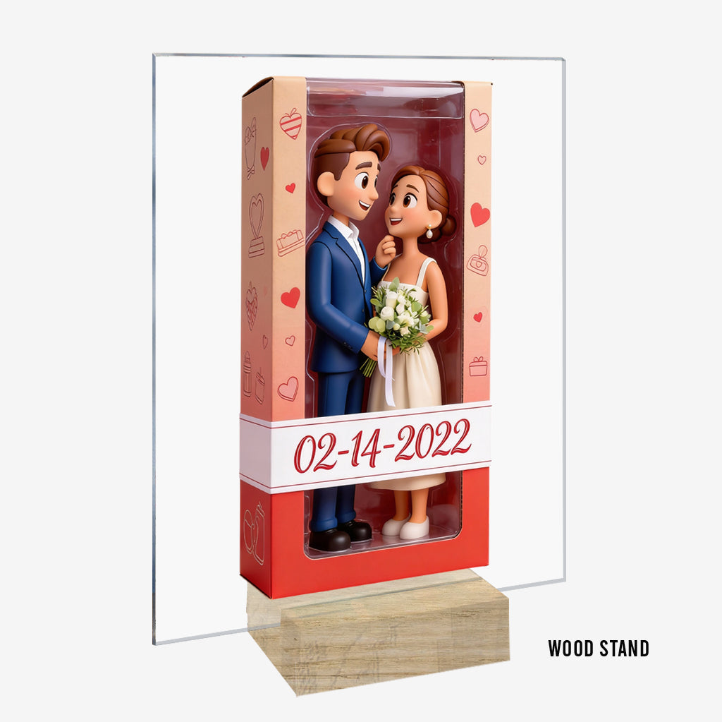Personalized Chibi Black Couple I Love You Custom Shaped Acrylic Plaque, Romantic Valentine's Anniversary Gift for Partner Desk Home Decor