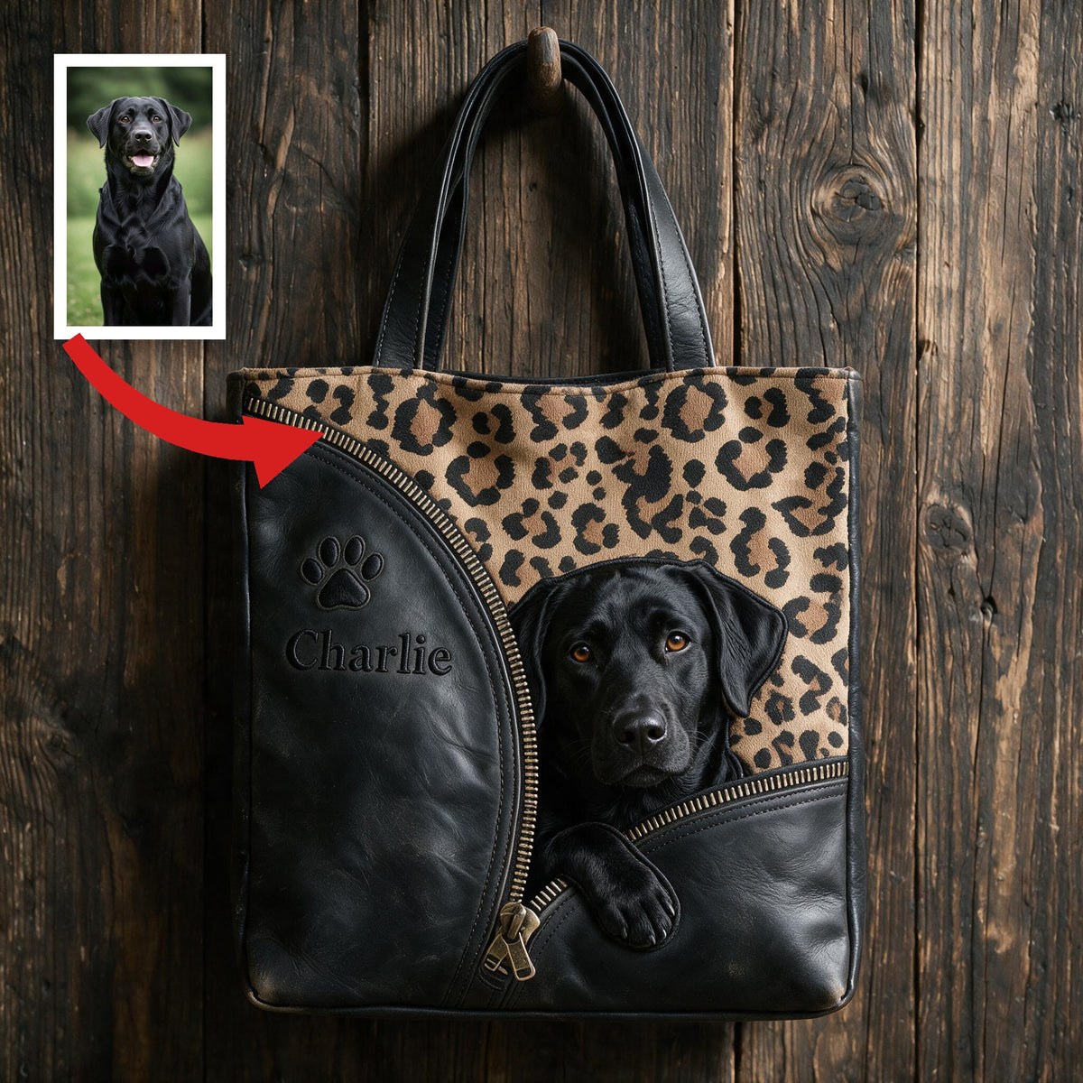 Personalized Peeking Black Labrador Retriever Tote Bag Custom Dog Lover Gift for Everyday Shopping & Work