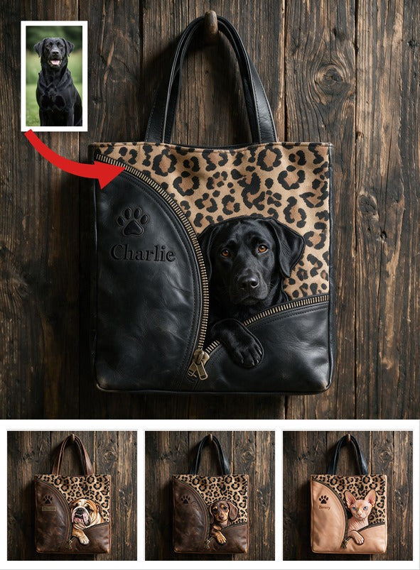 Personalized Peeking Black Labrador Retriever Tote Bag Custom Dog Lover Gift for Everyday Shopping & Work
