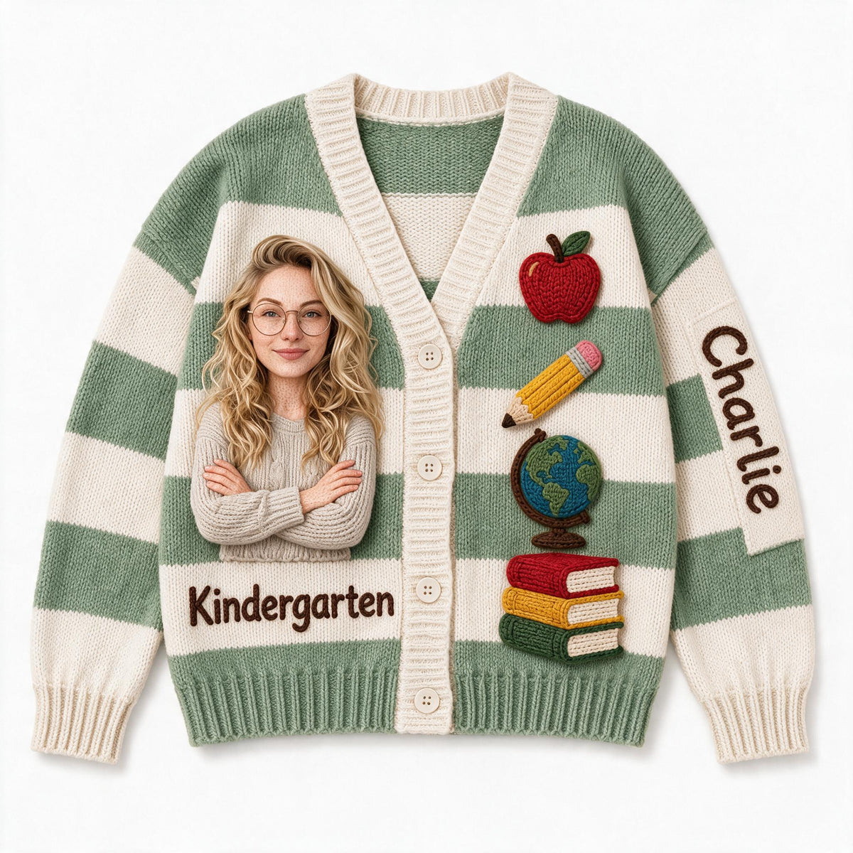 Personalized Female Kindergarten Teacher Cardigan Sweater Teacher Gift