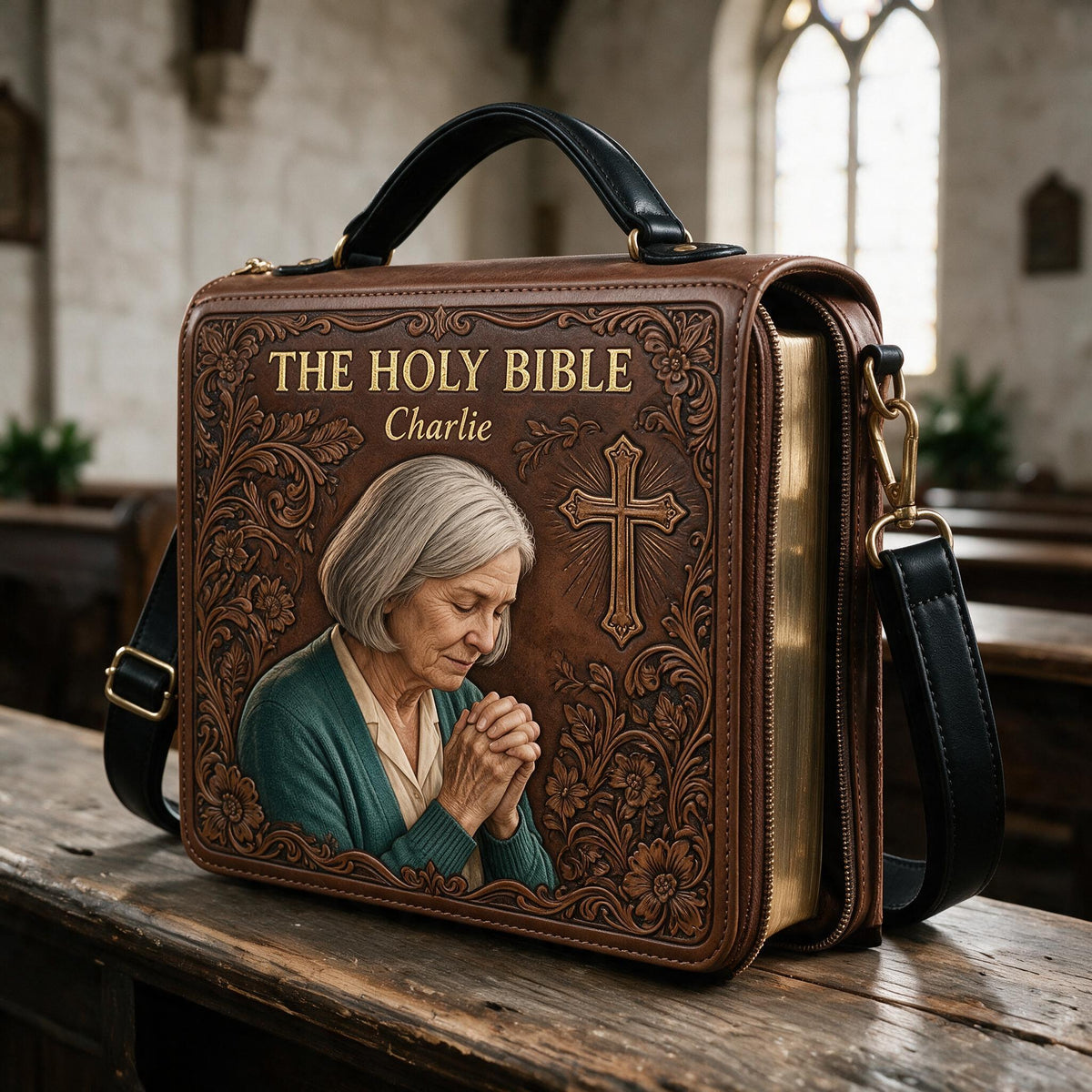 Personalisierte Foto Gebet Alte Latina Frauen Leder Bibel Cover Tasche Religiöses Geschenk