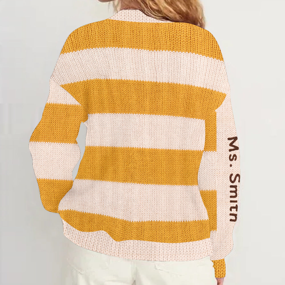 Personalized Female Kindergarten Teacher Cardigan Sweater Teacher Gift