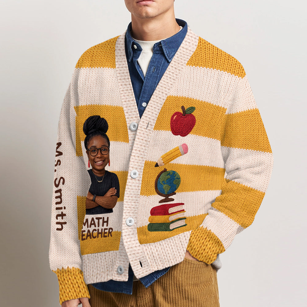 Personalized Older Elementary School Teacher Cardigan Sweater Teacher Gift