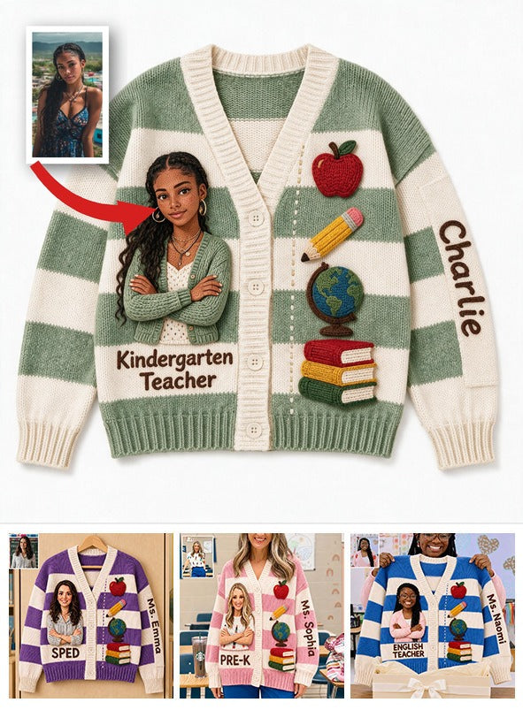 Personalisierter Cardigan für weibliche Kindergartenlehrerinnen - Geschenk für Latina-Lehrerinnen