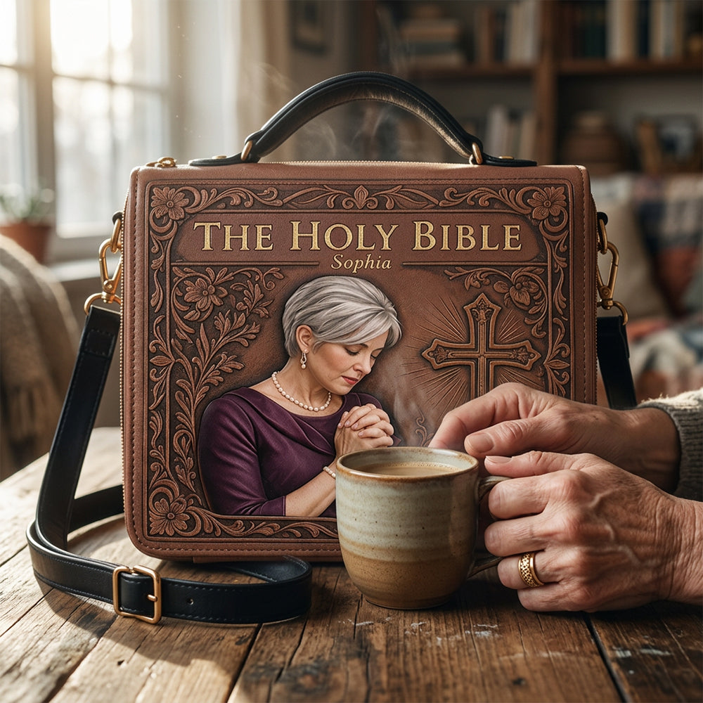 Personalisierte Foto Gebet Alte Latina Frauen Leder Bibel Cover Tasche Religiöses Geschenk